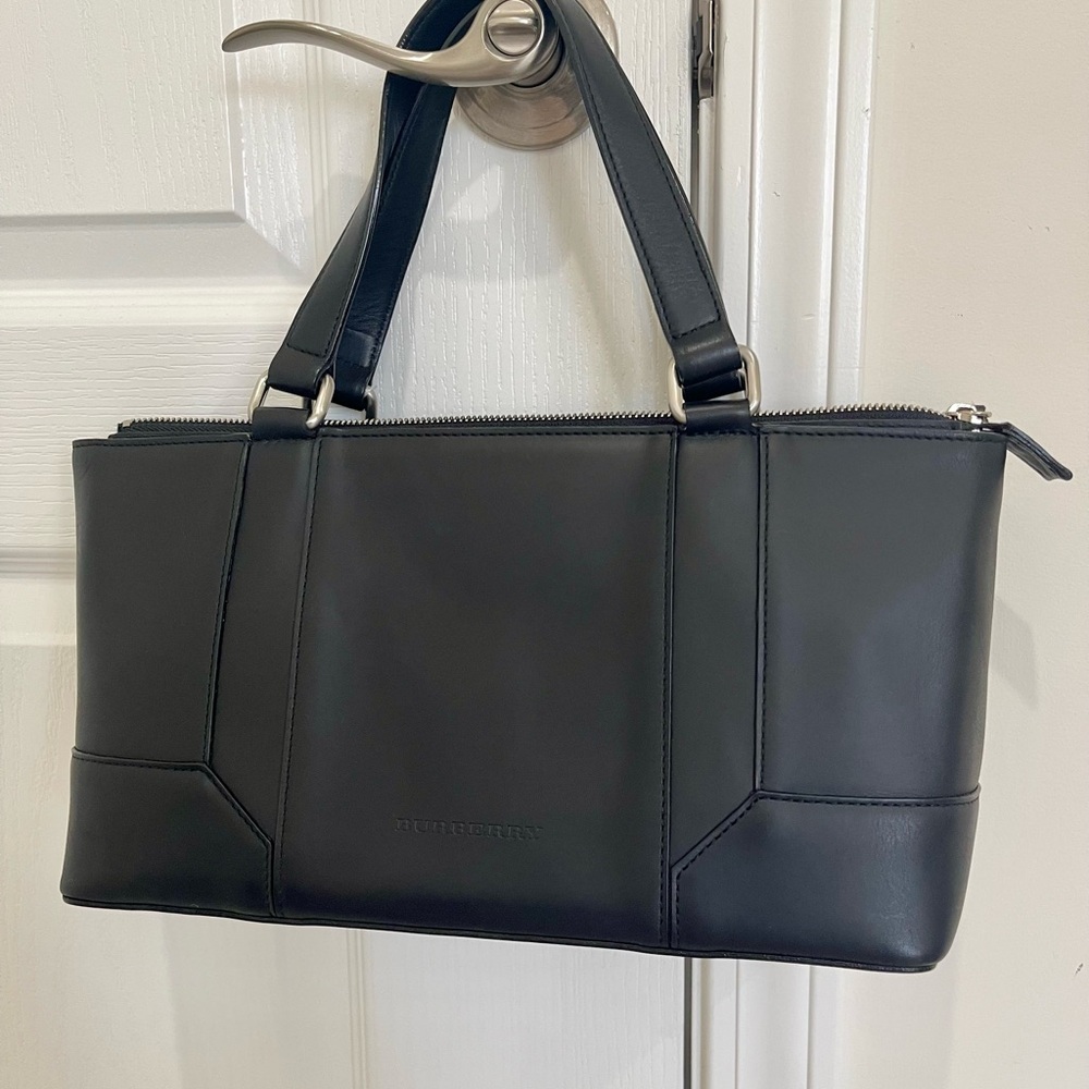 Burberry Black Leather Shoulder Bag with COA and Dusty